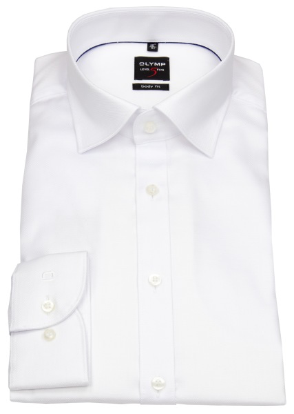 OLYMP Hemd - Level 5 Body Fit - Under Button Down - Diamant Twill - weiß - ohne OVP - 0464 64 00 