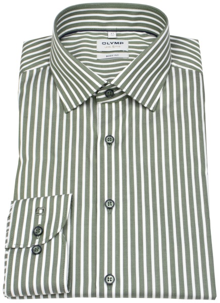 OLYMP Hemd - Level Five Body Fit - Streifen - grün / weiß