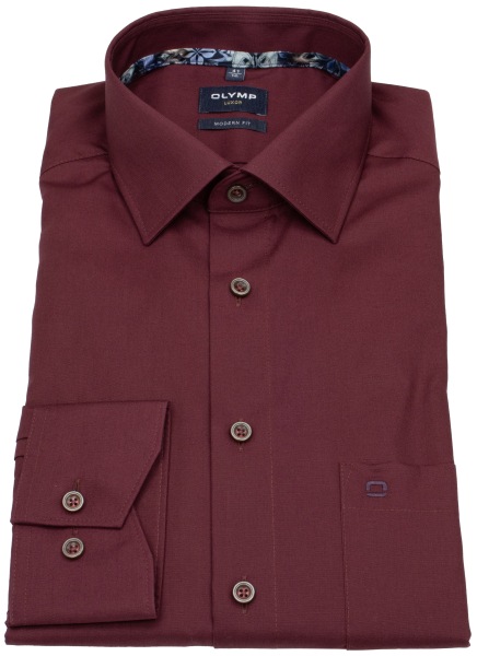 OLYMP Hemd - Modern Fit - Chambray - dunkelrot - extra langer 69cm Arm - 1200 89 37 