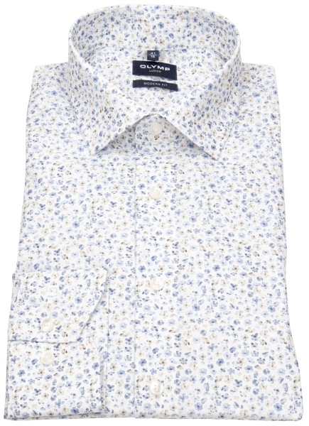 OLYMP Hemd - Modern Fit - floraler Print - blau - ohne OVP - 1296 74 00 