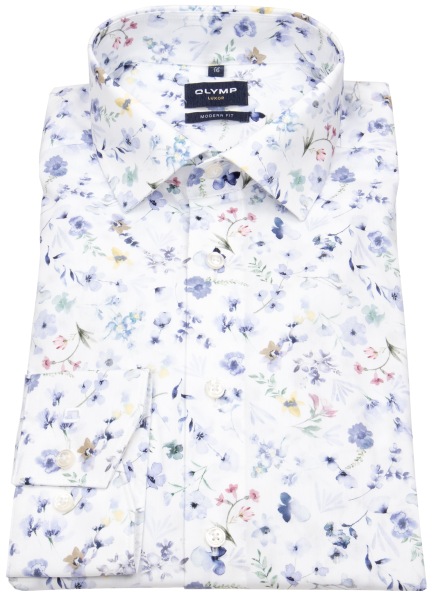 OLYMP Hemd - Modern Fit - floraler Print - mehrfarbig - extra langer 69cm Arm - ohne OVP - 1256 79 00 