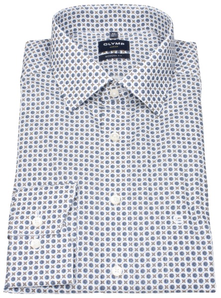 OLYMP Hemd - Modern Fit - Kentkragen - Print - mehrfarbig - extra langer 69cm Arm - ohne OVP