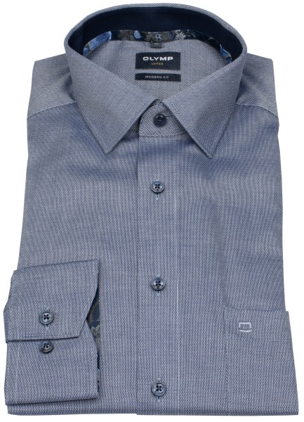 OLYMP Hemd - Modern Fit - Kentkragen - Struktur - blau - 1240 84 18 