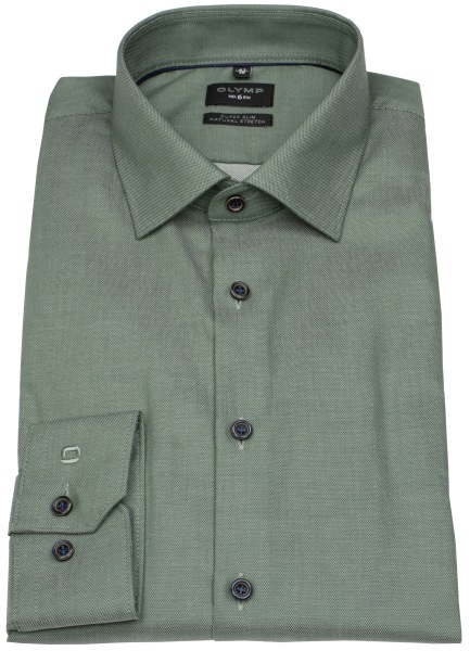 OLYMP Hemd - No. Six Super Slim - Struktur - grün - extra langer 69cm Arm - ohne OVP