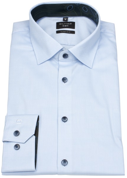 OLYMP Hemd - No. Six Super Slim - Struktur - hellblau - extra langer 69cm Arm - 2582 89 11 