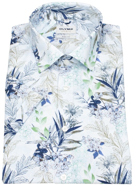 OLYMP Kurzarmhemd - Level 5 Body Fit - Print - Floral - mehrfarbig - ohne OVP - 2141 72 11 