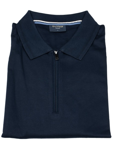 OLYMP Poloshirt - Regular Fit - Langarm - Reissverschluss - Interlock Jersey - dunkelblau - 5430 84 18 