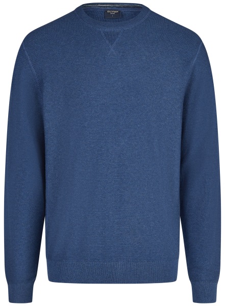 OLYMP Pullover - Rundhals-Ausschnitt - Strick - Struktur - blau - 5301 85 15 