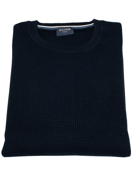 OLYMP Pullover - Rundhals-Ausschnitt - Strick - Struktur - dunkelblau