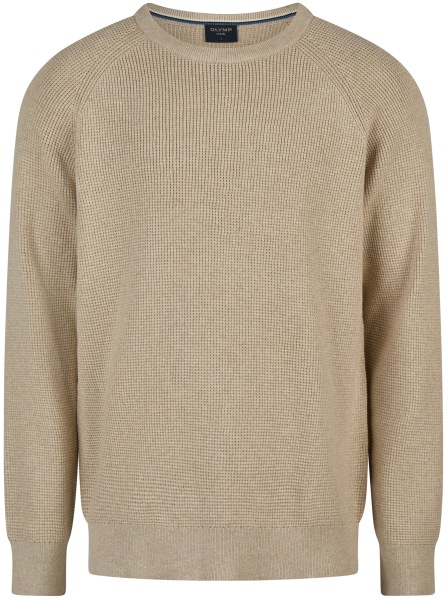 OLYMP Pullover - Rundhals-Ausschnitt - Strick - Struktur - helles beige