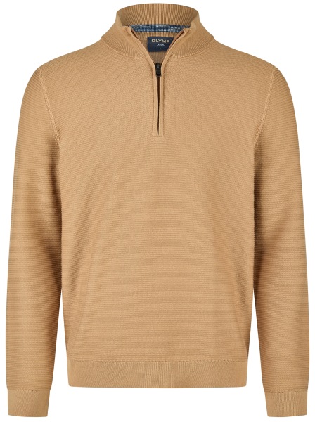 OLYMP Pullover - Troyer mit Reissverschluss - Struktur- hellbraun - 5304 65 24 