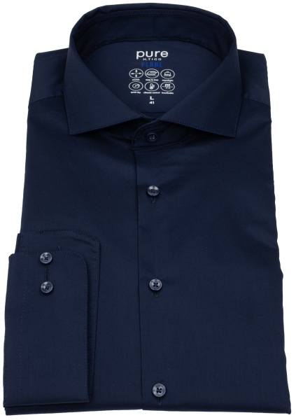 Pure Hemd - Slim Fit - FLXBL Shirt - Haifischkragen - dunkelblau - 4059-21709 130 