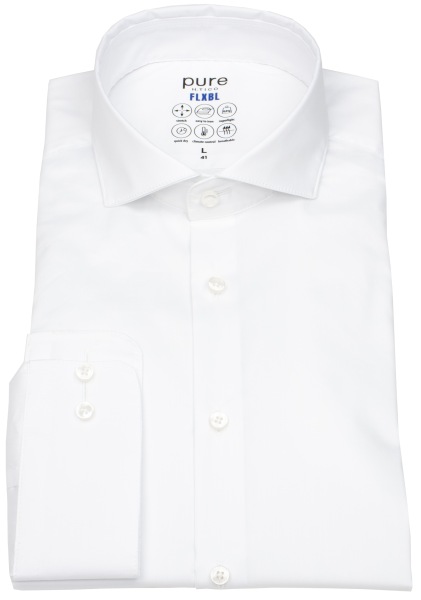 Pure Hemd - Slim Fit - FLXBL Shirt - Haifischkragen - weiß - 4059-21709 900 