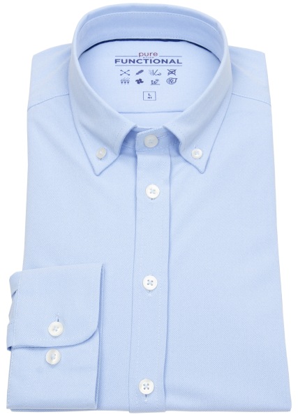 Pure Hemd - Slim Fit - Functional Shirt - Button Down Kragen - hellblau - ohne OVP - 4061-21250 100 