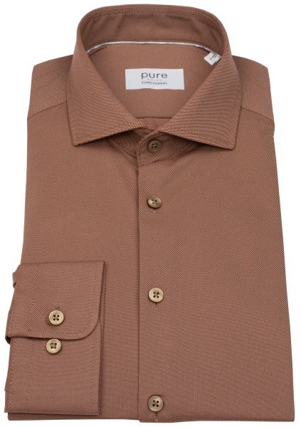 Pure Hemd - Slim Fit - Functional Shirt - Haifischkragen - braun - E21300-21750 232 