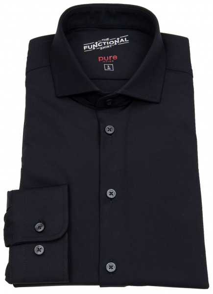 Pure Hemd - Slim Fit - Functional Shirt - Haifischkragen - schwarz - 3387-21150 001 