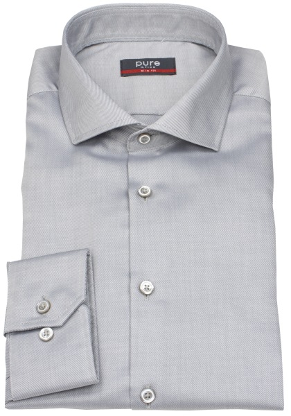 Pure Hemd - Slim Fit - Haifischkragen - silber - 3380-174 700 