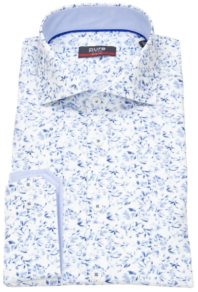 Pure Hemd - Slim Fit - Kentkragen  - Print - blau / weiß - ohne OVP - 81004-21701 173 