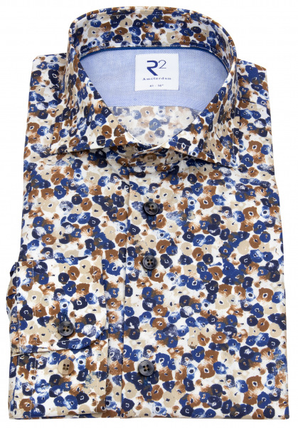 R2-Amsterdam Hemd - Modern Fit - Haifischkragen - floraler Print - mehrfarbig - ohne OVP - 112.WSP.054 