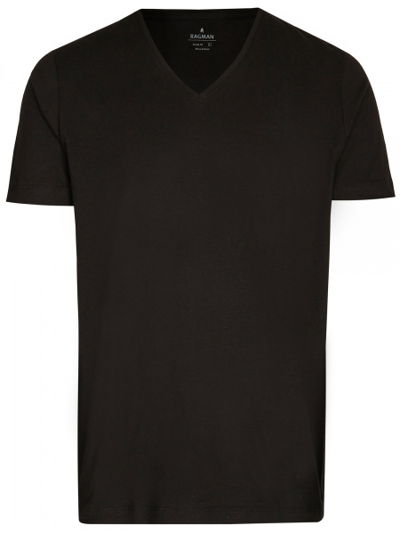 Ragman T-Shirt Doppelpack - Body Fit - V-Ausschnitt - schwarz - 48057 009 