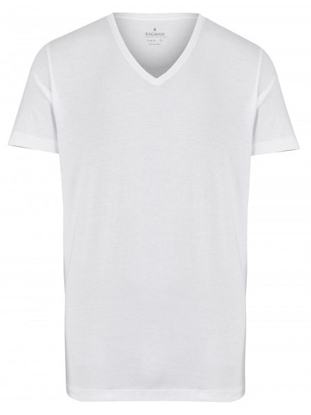 Ragman T-Shirt Doppelpack - Body Fit - V-Ausschnitt - weiß - 48057 006 