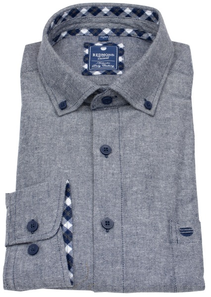 Redmond Flanellhemd - Comfort Fit - Button Down - blau - 252100111 100 