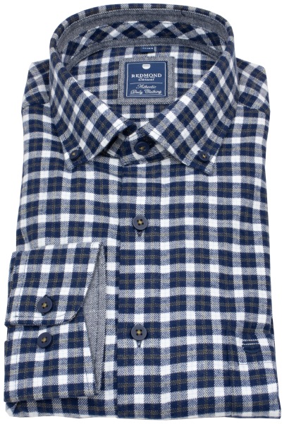 Redmond Flanellhemd - Comfort Fit - Button Down - kariert - blau / weiß - ohne OVP