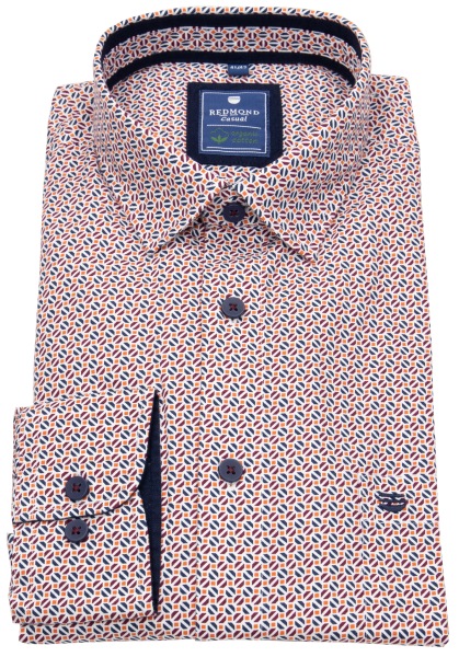 Redmond Hemd - Comfort Fit - Casual - Bio Baumwolle - Print - blau / rot - ohne OVP
