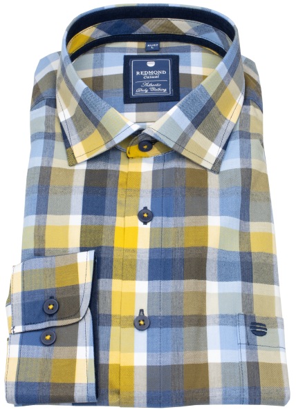 Redmond Hemd - Comfort Fit - kariert - blau / braun - 252015111 300 