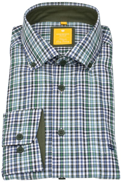 Redmond Hemd - Modern Fit - Button Down Kragen - kariert - grün - ohne OVP - 252005110 600 