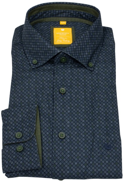 Redmond Hemd - Modern Fit - Button Down Kragen - Print - blau / grün - 252020110 600 