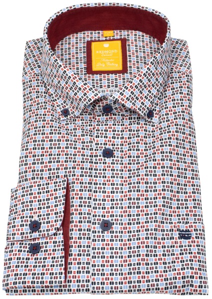 Redmond Hemd - Modern Fit - Button Down Kragen - Print - rot - 252010110 500 