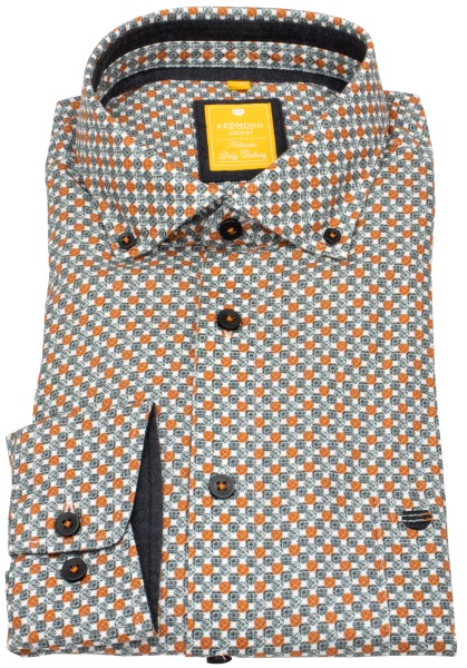 Redmond Hemd - Modern Fit - Button Down - Print - orange / grau - 252110110 210 