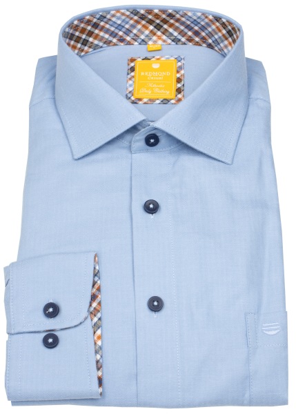 Redmond Hemd - Modern Fit - Kentkragen - Twill - hellblau - 252000110 100 