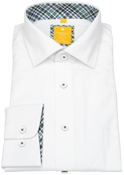 Redmond Hemd - Modern Fit - Kentkragen - Twill - weiß - ohne OVP