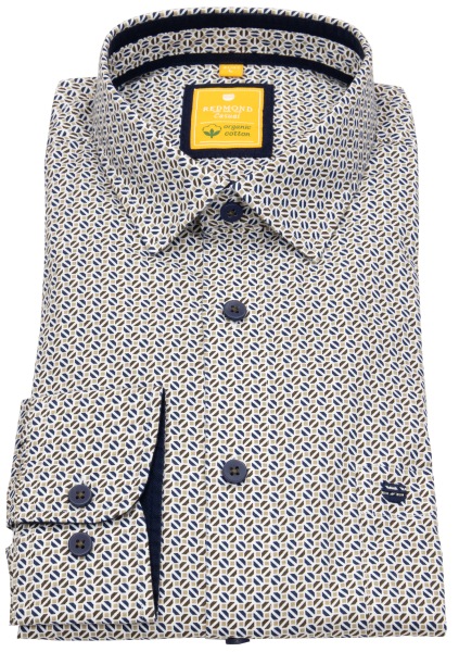 Redmond Hemd - Modern Fit - Print - Kontrastknöpfe - Bio Baumwolle - braun - ohne OVP