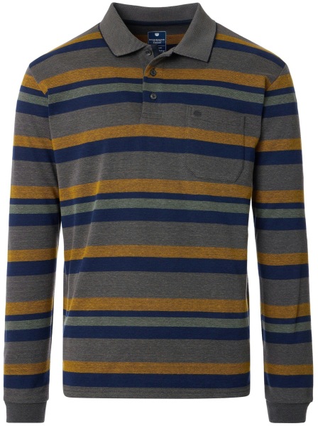 Redmond Poloshirt - Regular Fit - Langarm - Wash and Wear - Streifen - anthrazit - 252890700 790 
