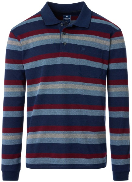 Redmond Poloshirt - Regular Fit - Langarm - Wash and Wear - Streifen - blau - 252890700 121 