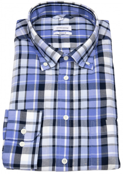 Seidensticker Hemd - Regular Fit - Button Down - kariert - blau - ohne OVP - 156262 13 