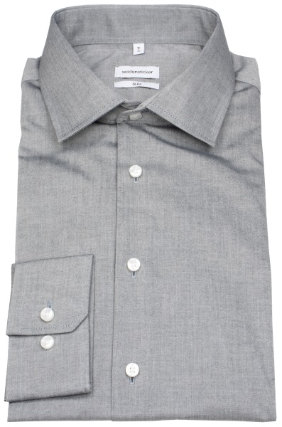 Seidensticker Hemd - Slim Fit - Kentkragen - Chambray - grau - ohne OVP