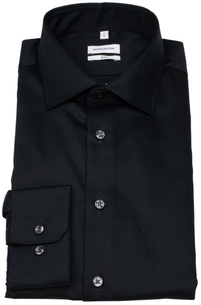 Seidensticker Hemd - Slim Fit - Kentkragen - Feintwill - schwarz - 643510 39 