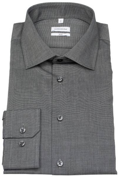 Seidensticker Hemd - Slim Fit - Kentkragen - Fil-a-Fil - anthrazit - ohne OVP