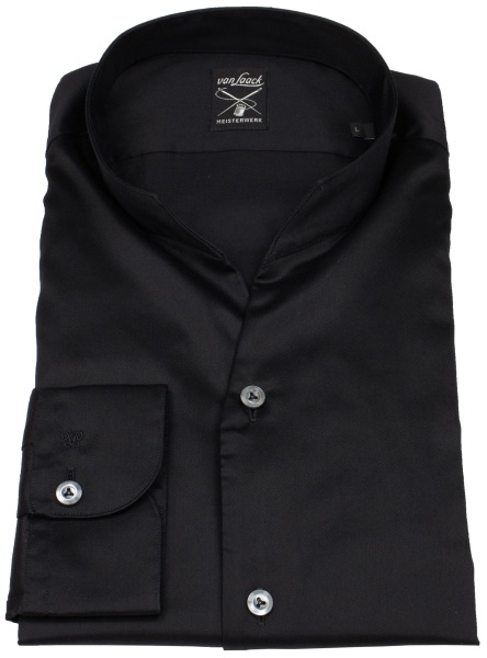 van Laack Hemd - Slim Fit - Stehkragen - Twill - schwarz - 2073 132241 099 