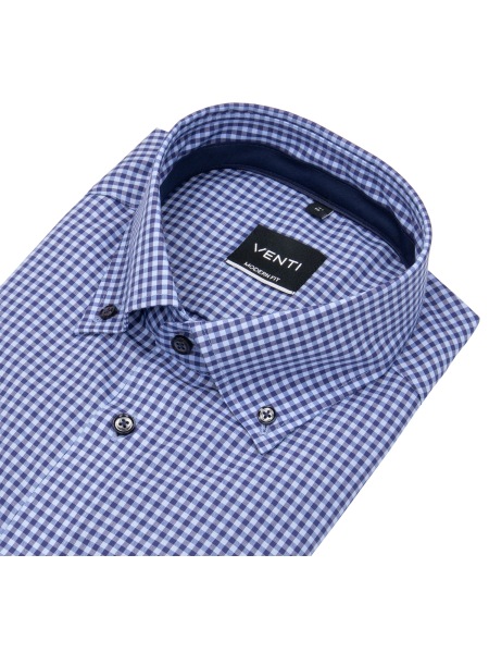 Venti Hemd - Modern Fit - Button Down Kragen - kariert - blau / hellblau - 123942400 100 