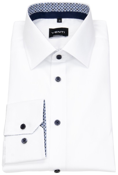 Venti Hemd - Modern Fit - Kentkragen - Kontrastknöpfe - weiß - ohne OVP - 123942200 000 