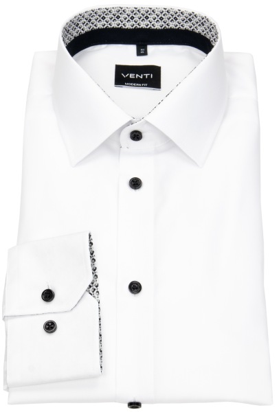 Venti Hemd - Modern Fit - Kentkragen - Kontrastknöpfe - weiß - ohne OVP - 123942200 001 